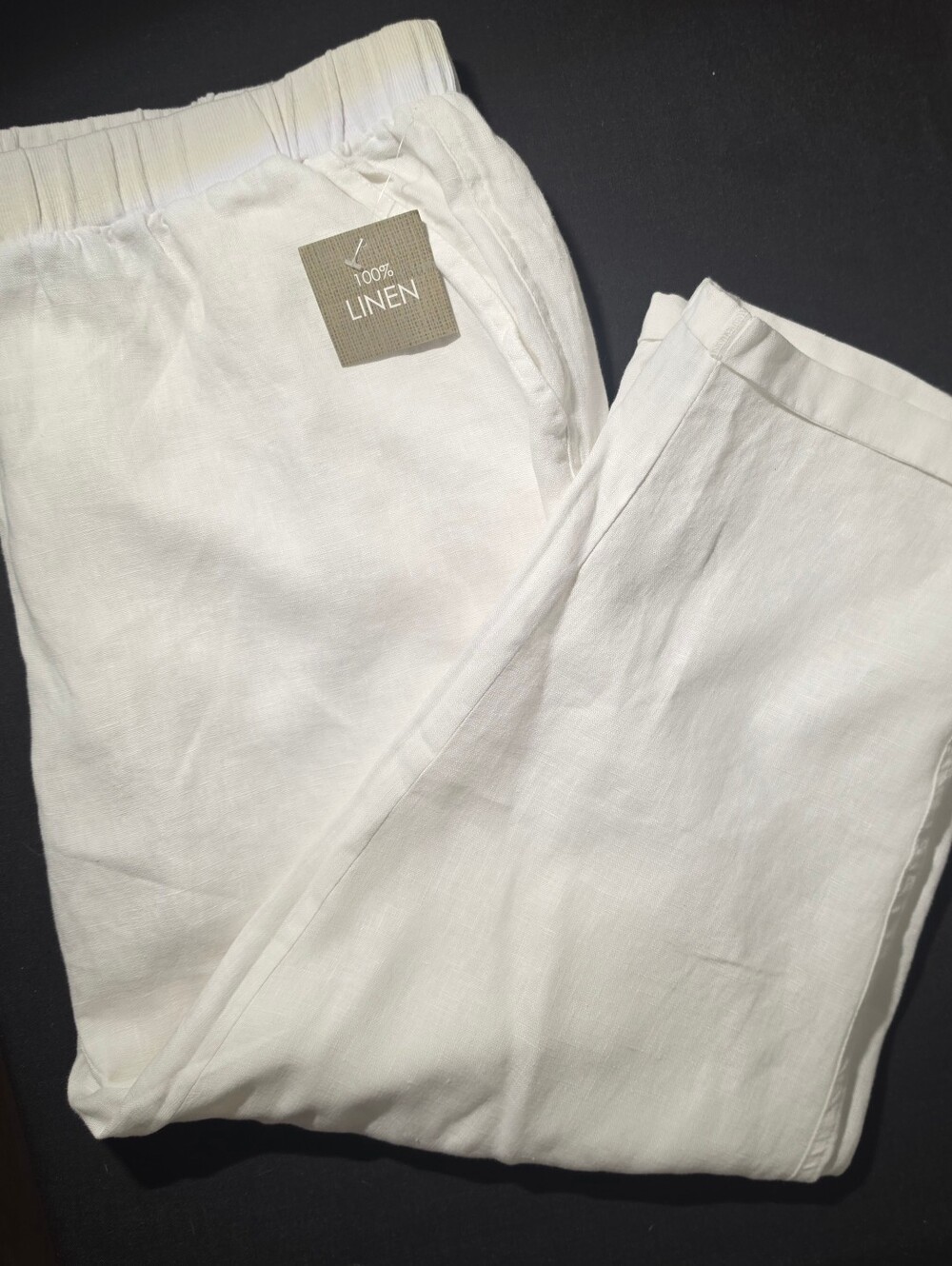 Cynthia Rowley White Linen Drawstring Chinos